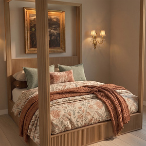 Letto a Baldacchino in Tessuto Byron di Alta Qualità, Arredamento Moderno e Lussuoso per Camera da Letto, Struttura in Legno Massiccio per Letti <span class=keywords><strong>King</strong></span> e Queen Size - Product Image 2