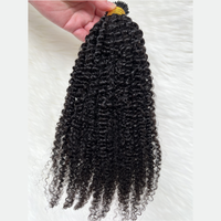 Rambut I Tip Keratin Pre-Bonded 12A Remy Grade Raw Indian Double Drawn Virgin Bebas Kimia Lembut Halus Afro Kinky Curly