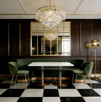 Table et chaise de café en marbre, banquette, canapé, mobilier de restauration pour café