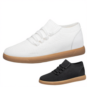 Baskets décontractées blanches d'été pour hommes en maille respirante avec semelle en caoutchouc antidérapante et rehaussement invisible - Product Image 4