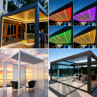 Pergola bioclimatique motorisée intelligente, imperméable, solaire, avec toit à lamelles ouvrables, dimensions personnalisées et pavillon