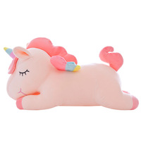 Peluche Licorne Transfrontalière en Velours, Cadeau pour Filles, Coussin de Sommeil Animal à Câliner, Rembourrage en Coton pour Enfants