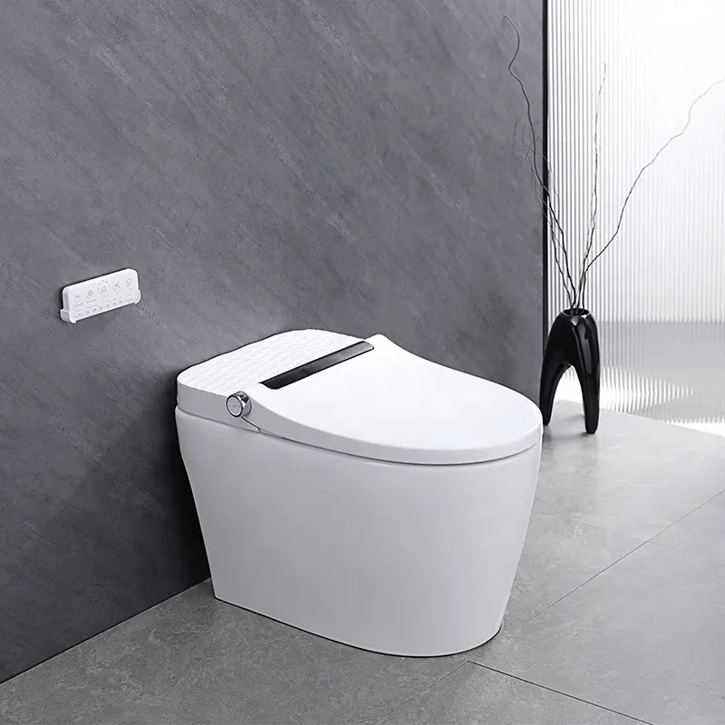 مرحاض ذكي أمريكي 110 فولت حمام ذكي من السيراميك بدون خزان قطعة واحدة تثبت على الحائط
