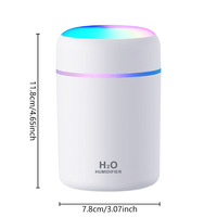 Humidificateur d'air portable 300 ml avec lumière LED, mini humidificateur ultrasonique à pulvérisation d'eau H2O, USB multifonctionnel, pour bureau et voiture