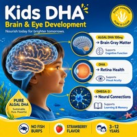 Gummies DHA pour enfants OEM Huile de poisson et algues Logo personnalisé Sans sucre Végétalien Marque privée Cerveau et vue Vente en gros