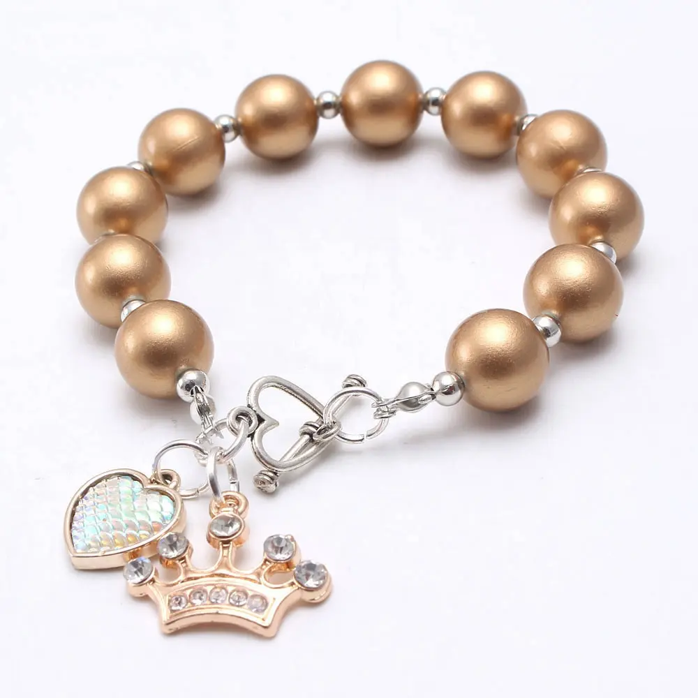 Alloy goldfish tail pendant children Beaded Bracelet solid pearl children Bracelet