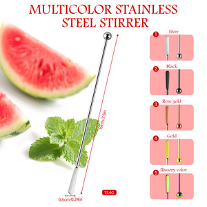 Bâtonnets mélangeurs réutilisables en acier inoxydable, agitateurs métalliques pour cocktails, <span class=keywords><strong>café</strong></span>, boissons, cuillères à mélanger - Product Image 2