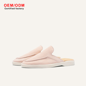 ODM Mules Unisex de Ante Vacuno sin Talón, Suela Blanca, Ligeros, Casuales, Planos, para Exterior e Interior, Tipo Zapatilla sin Cordones - Product Image 1