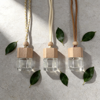 Bouteille vide en verre hexagonal de 8 ml avec bouchon en bois pour diffuseur de parfum de voiture, diffuseur à bâtonnets, rechargeable, en stock