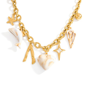 Collar de Acero Inoxidable, Serie Océano, con Dijes de Estrella de Mar, Corazón y Delfín, Chapado en Oro de 18K, Joyería para Fiesta, Cadena para Clavícula - Product Image 5