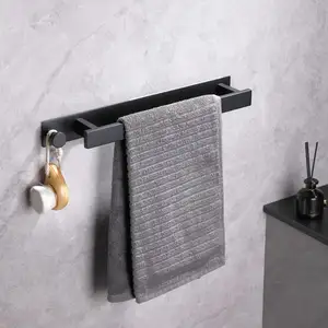 Mat siyah paslanmaz çelik tek havlu askısı duvara monte havlu askısı rulo kağıt havlu tutucu banyo siyah havlu Bar için