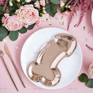 Bandeja de Papel con Diseño de Sexo Opuesto, Cubierta con Película Brillante Color Oro Rosa, Decoración para Despedida de Soltera, Artículos para el Día de San Valentín - Product Image 3