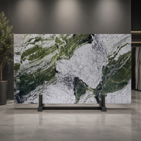 Мраморная плита Glacier Green - зеленый и белый натуральный мрамор с серыми прожилками для столешниц, стен и пола, полированная большая плита