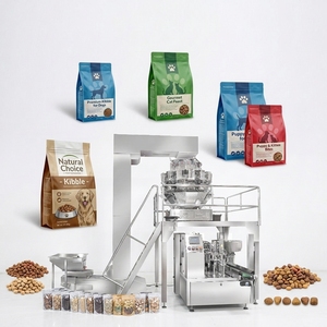 Machine d'emballage automatique Doypack multifonction pour sachets stand-up préformés de granulés, friandises, biscuits, aliments pour animaux de compagnie, viande séchée et snacks pour <span class=keywords><strong>chiens</strong></span> et chats - Product Image 1