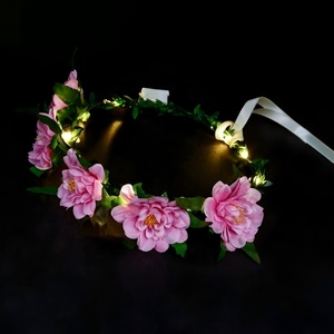 Coronas de Flores Luminosas con Luces LED, Guirnaldas de Peonías para Bodas, Cumpleaños, Mardi Gras, Fiestas - Product Image 4