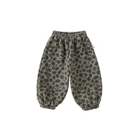 Pantalon harem à imprimé léopard pour enfants filles, pantalon décontracté chaud et ample à taille élastique