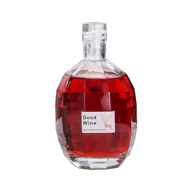 Nouveau design de bouteille de vin de liqueur en cristal de haute qualité whisky brandy jus de fruits cola vin bouteille en verre vide