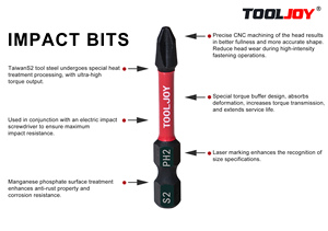 Tooljoy أداة مفك براغي احترافية من المصنع S2 جودة متينة 50 فيليبس بتات مفك براغي تأثير لتدريبات الطاقة - Product Image 3