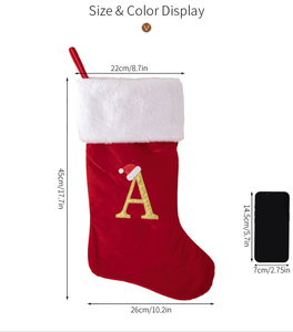 Calcetines Navideños Rojos Ecológicos de Alta Gama con Color Personalizado, Bolsa de Regalo con las 26 Letras del Alfabeto, Artículos Promocionales para Fiestas Navideñas - Product Image 2