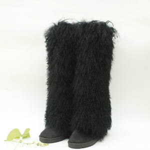 All'ingrosso 50cm bianco vero nero pelliccia mongolia superiore <span class=keywords><strong>stivali</strong></span> lunghi per le donne con tacco e pelliccia alti <span class=keywords><strong>stivali</strong></span> di pelliccia - Product Image 3