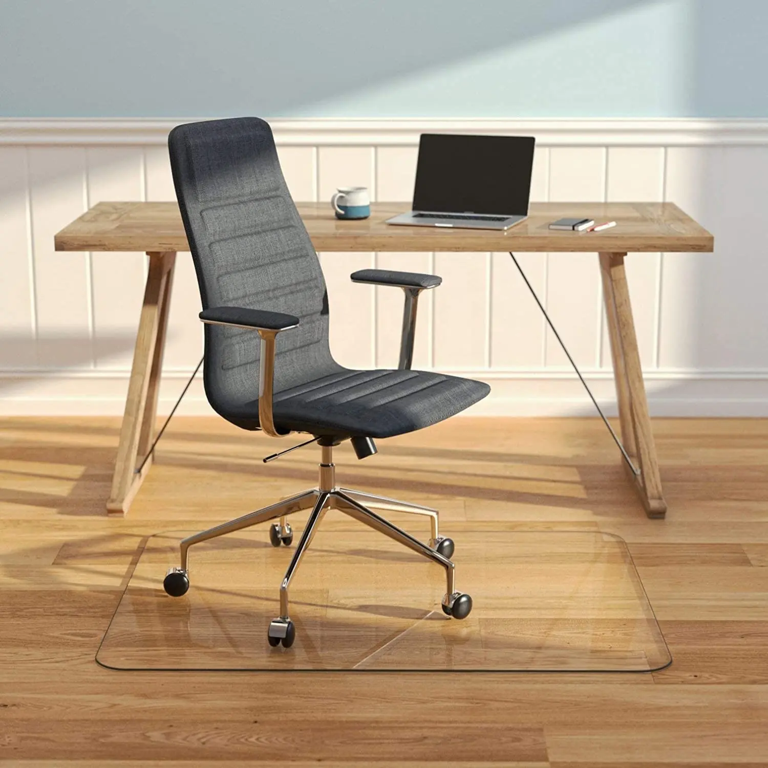 Tapis de chaise en verre Protecteur de sol en bois dur Tapis de sol en verre trempé pour bureau