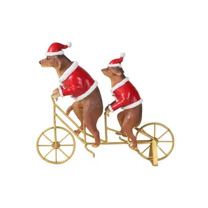 Redeco Nieuw Materiaal Goedkope Kerst Hond Ornament Hars Fiets Grappige Kerst Ambachten Voor Geschenken Home Decorations