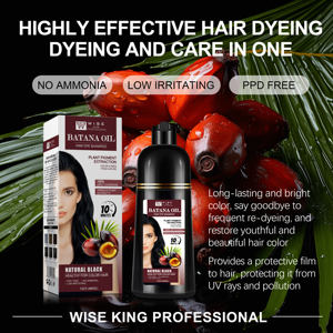 Batana Olie Ppd Gratis Haarkleur Shampoo 400Ml Permanente Haarverf Zwart Voor Snelle Kleuring 10 Minuten Goede Kwaliteit Aanpassen Oem - Product Image 3