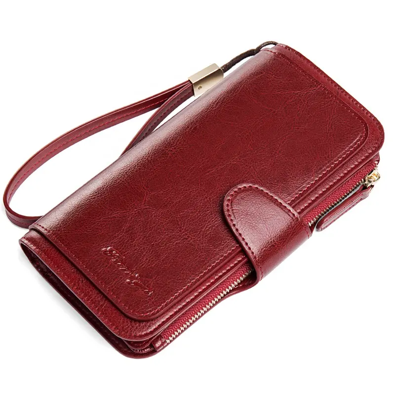 Luxury Genuine Leather female fashion wristlet wallet high quality for women wallet 2021 clutch purse