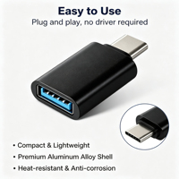 Adaptador USB C a USB 3.0 de 5 Gbps, Convertidor OTG de Aleación de Aluminio, Plug and Play para Teléfono Móvil, MacBook, iPad, Cámara, Laptop