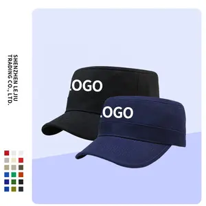 Chapeau unisexe léger de style militaire de couleur unie de style coréen adapté à la casquette plate décontractée tout match par temps froid avec logo personnalisé