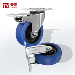 Roulettes pivotantes robustes TIANYI en acier inoxydable 304 avec frein pour chariots médicaux, alimentaires et industriels - Product Image 1