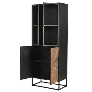 <span class=keywords><strong>Vitrine</strong></span> en <span class=keywords><strong>bois</strong></span> avec cadre en acier doux <span class=keywords><strong>noir</strong></span>, finition <span class=keywords><strong>bois</strong></span> naturel, pour appartement <span class=keywords><strong>et</strong></span> hôtel - Product Image 3