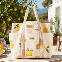 Sac fourre-tout en toile imprimé sur mesure, grande capacité, multi-poches, sac de plage, motif fruits, OEM ODM