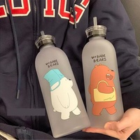 1000ml Extra-large capacité tasse à eau tasse à paille en plastique mignon Portable résistant aux hautes températures bouteille d'eau