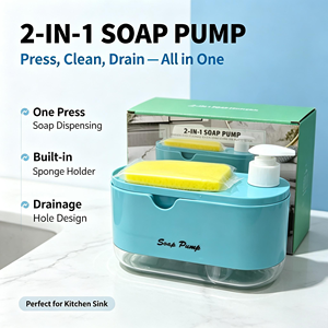 Distributeur de <span class=keywords><strong>savon</strong></span> à <span class=keywords><strong>vaisselle</strong></span> 2 en 1 pour cuisine, pompe à <span class=keywords><strong>savon</strong></span> manuelle avec support pour éponge, distributeur de <span class=keywords><strong>liquide</strong></span> <span class=keywords><strong>vaisselle</strong></span> pour évier de comptoir - Product Image 1