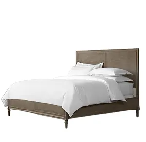 Meubelen Slaapkamer Hotel Massief Houten Koning Queen Size Bed Houten Stof Bekleding Rotan Bed