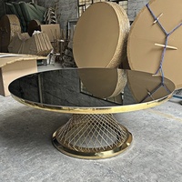 Table à manger élégante de luxe en acier inoxydable avec marbre/verre Design moderne pour hôtels commerciaux Mariages Banquets Salles de réception