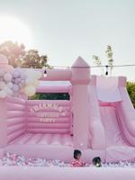 Tente dôme gonflable Hualong 3D à thème floral rose, monocouche en PVC, quatre saisons, qualité commerciale, pour événements et loisirs en extérieur