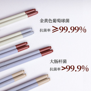 Smqph Alloy Chopsticks PPS Antibacterial Round Solid Color Household Gift Box Set - Product Image 3