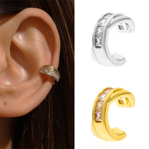 Retro Micro incrustaciones de circón Clips de <span class=keywords><strong>oreja</strong></span> <span class=keywords><strong>sin</strong></span> agujeros para los oídos delicados no perforados Cz Cuff pendientes para mujer - Product Image 1