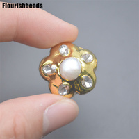 Vente en gros de perles d'eau douce naturelles en zircon cubique coloré en forme de boule ronde plaquée or pour la fabrication de colliers et de bracelets