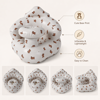 Silla Inflable Moderna para Niños Pequeños, Silla para Bebés con Bomba de Aire Integrada, Sofá Portátil con Cabeza de Oso para Aprender a Sentarse, para Dormitorio, Sala de Estar