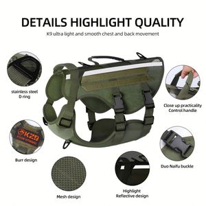 Arnés Resistente para Perros Grandes, sin Tirones, con Asa Ajustable, Reflectante, para Pastor Alemán, Chaleco de Trabajo y Entrenamiento, Fácil Control - Product Image 3