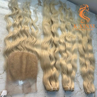 Extensions de cheveux humains blonds 613, double trame, style ondulé, vierges, non traités, qualité supérieure indienne, doux, brillants, personnalisables