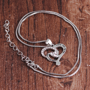 Collana con Ciondolo a Cuore e Luna 'I <span class=keywords><strong>Love</strong></span> You' ZRM Fashion, con Cristalli e Strass, Catena a Serpente <span class=keywords><strong>in</strong></span> Argento, Collana Statement per Donne - Product Image 5