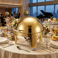 Ensemble de chauffe-plats de luxe de style arabe en acier inoxydable 6L, alimenté au combustible, pour buffet, mariage, banquet et hôtel