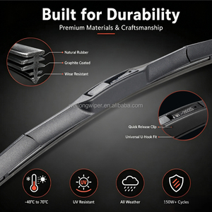 Balais d'essuie-<span class=keywords><strong>glace</strong></span> hybrides pour SUV et camionnettes 24"+20" pour pare-brise <span class=keywords><strong>avant</strong></span>, toutes saisons, neige et <span class=keywords><strong>glace</strong></span>, crochet en U et en J, 2 pièces - Product Image 2