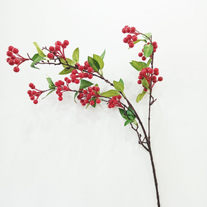 Branches artificielles de baies rouges Kch, 6 fourches, en plastique souple, décoration d'intérieur, accessoires pour le Nouvel An et les mariages - Product Image 2