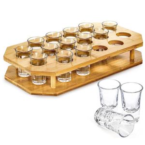 Support de rangement en bambou pour 16 verres à shot avec 16 verres à shot inclus - Product Image 1