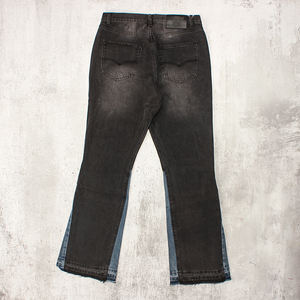 Custom Vintage Washed Flared <strong>Denim</strong> <strong>Jeans</strong> Trousers 100% Cotton Faded Patchwork Oversized Men's <strong>Denim</strong> Pants - Product Image 2